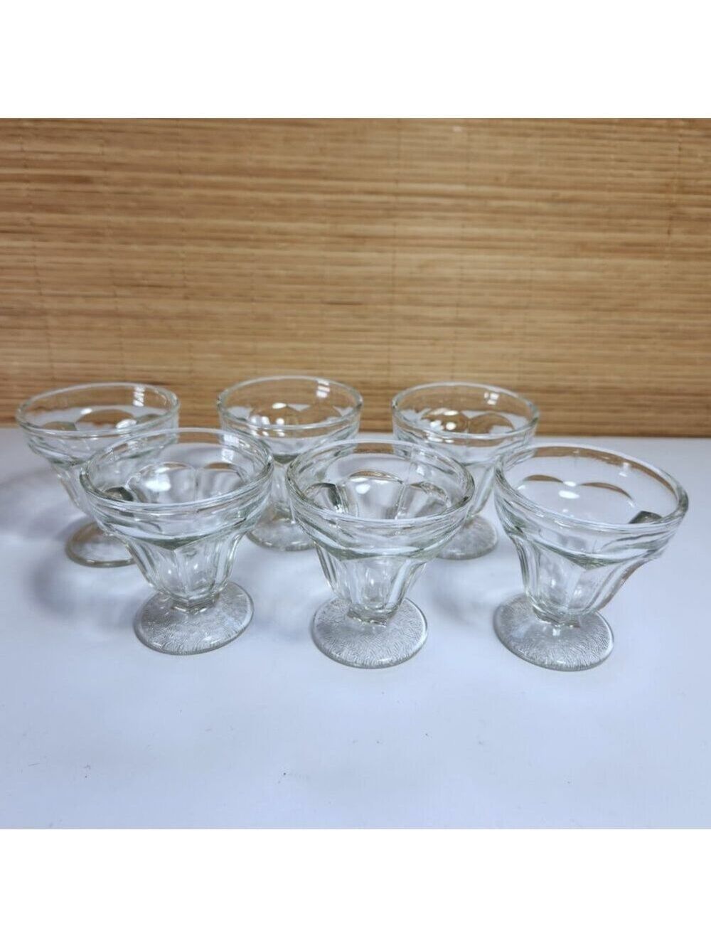 Mid Century Clear Glass Sundae Dishes Dominion Glass 1950s Dessert Bowls Set 6